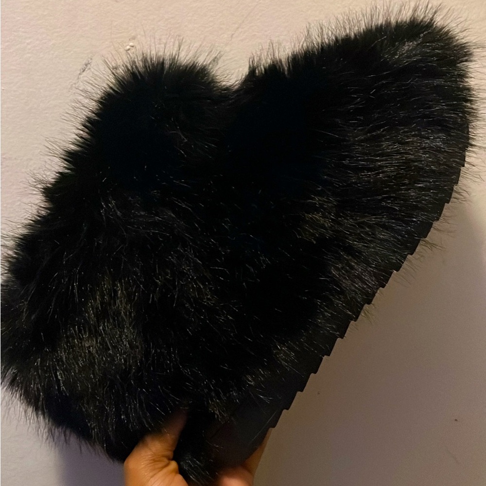 Furry black boots
